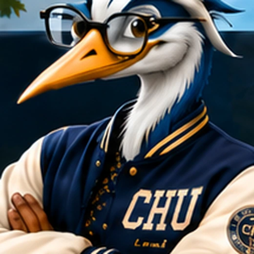 Morrow Moe the Blue Heron, Cedar Haven's campus guide
